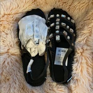 BCBG rhinestone black sandals